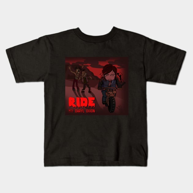 Ride with Daryl Dixon Kids T-Shirt by J.R.